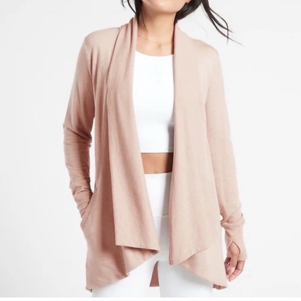 Athleta Pranayama Open Wrap Cardigan Mocha Latte Colored Sweater SIZE medium